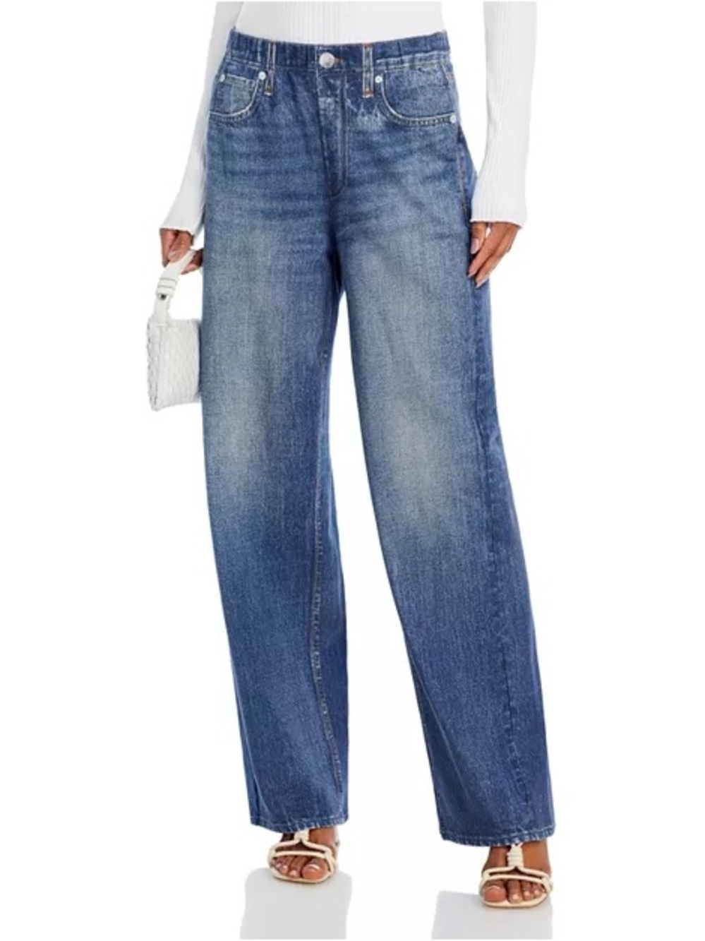 rag & bone Miramar Terry Wide Leg Pants Faux Denim Size Large